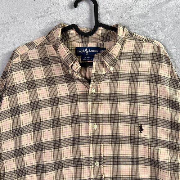 Ralph Lauren Men's Button Up Blake Shirt Size XL Brown Plaid Print 100% Cotton - Picture 5 of 13